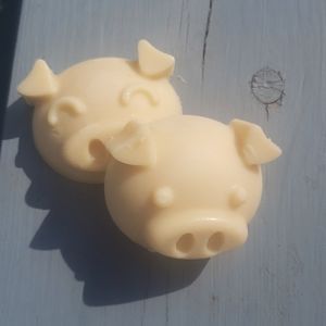 Lot of 2 Homemade Lotion Bars, Piggy Design